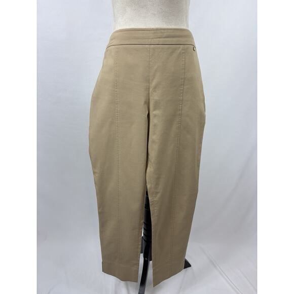 Tory Burch Callie Khaki Pants Tan Camel Size 8 Skinny Stretch Flat Front Pull On - Picture 2 of 12